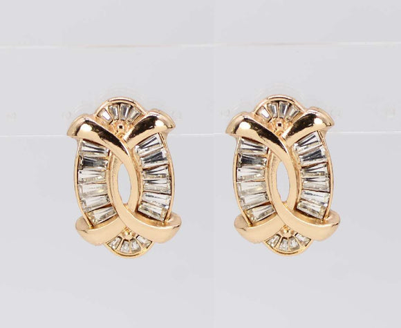 GOLD EARRINGS CLEAR STONES ( 3821 GLCRY )