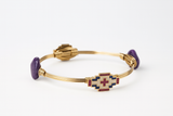 GOLD BANGLE PURPLE STONES CROSS ( 0701 GLMON )