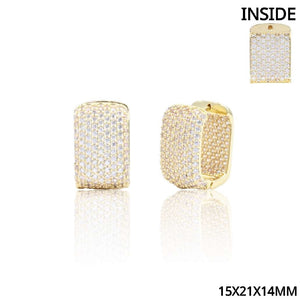 PAVE HOOP EARRINGS CZ STONES ( 5315 G )