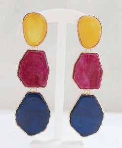 GOLD MULTICOLOR DANGLING EARRINGS ( 3409 MT )