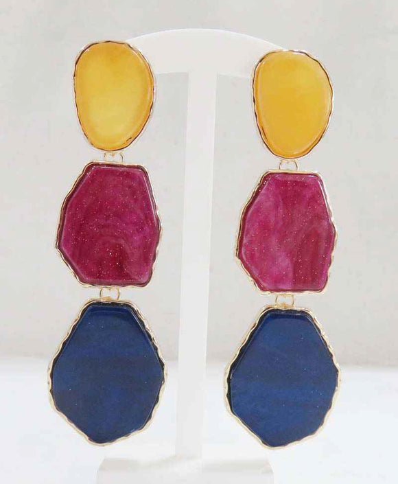 GOLD MULTICOLOR DANGLING EARRINGS ( 3409 MT )