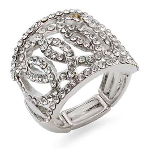 SILVER STRETCH RING CLEAR STONES ( 2261 SVCL )