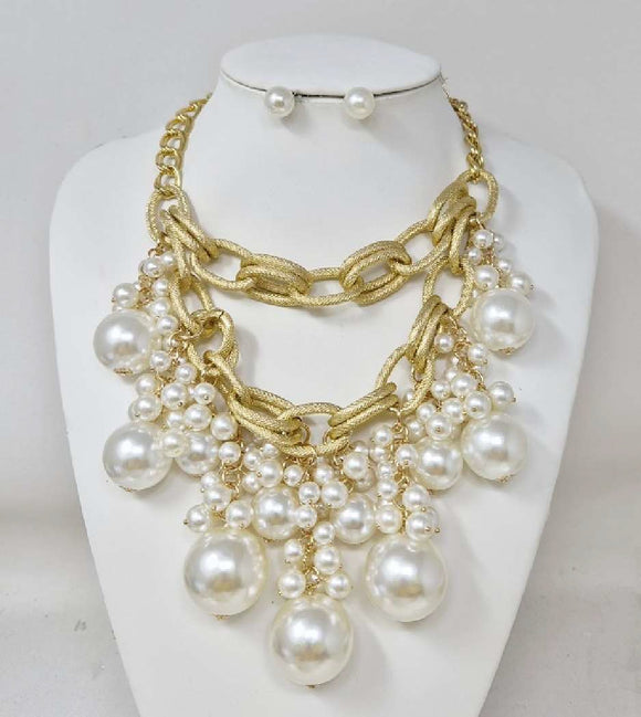 GOLD CREAM PEARL NECKLACE ( 11213 GCR )
