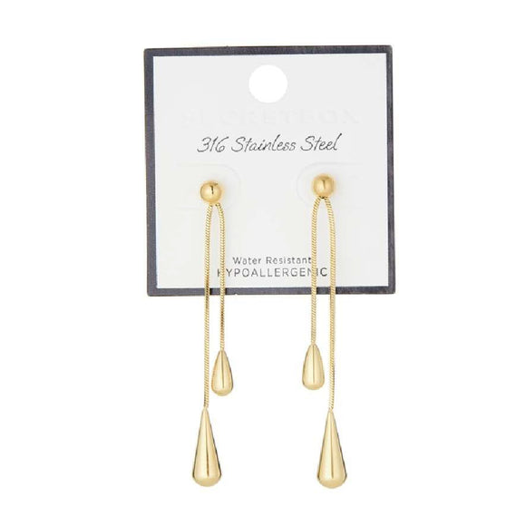 316 STAINLESS STEEL GOLD DANGLING EARRINGS ( 70018 GD )