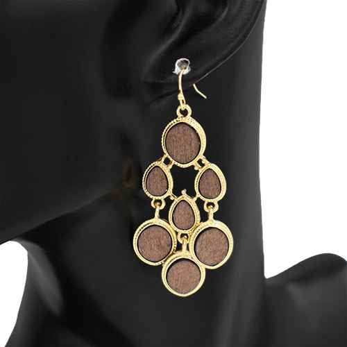 GOLD BROWN DANGLING EARRINGS ( 2736 GDDBR )