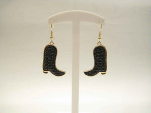 BLACK COWBOY BOOT EARRINGS ( 3288 GBK )