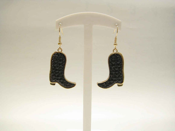 BLACK COWBOY BOOT EARRINGS ( 3288 GBK )