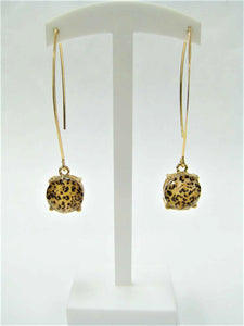 Dangling Gold Earrings LEOPARD PRINT PATTERN Stones ( 3097 GLEO )