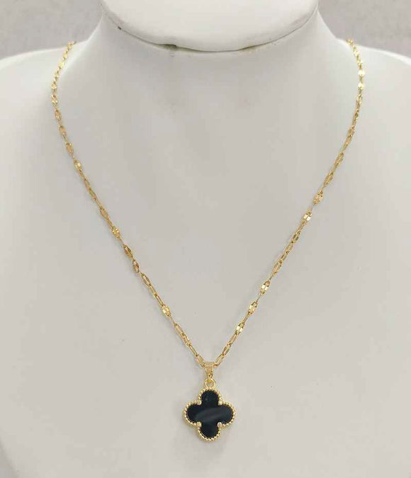 GOLD CLOVER DOUBLE PENDANT NECKLACE ( 504 G )