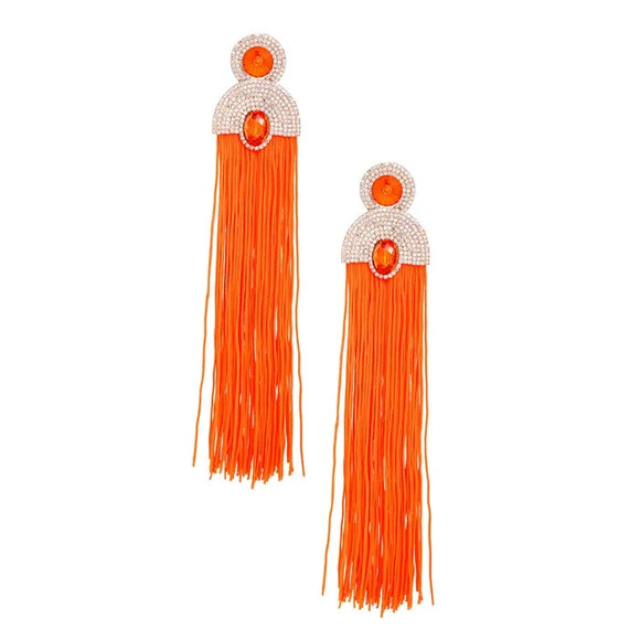 GOLD ORANGE TASSEL EARRINGS ( 2628 ORG )