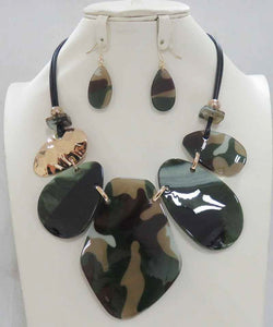 BLACK CHORD CAMOUFLAGE NECKLACE SET ( 4900 CMFG )