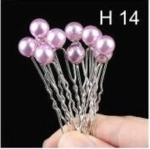 20 SILVER U SHAPE HAIR PIN LAVENDER PEARL ( H14 )