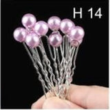 20 SILVER U SHAPE HAIR PIN LAVENDER PEARL ( H14 )