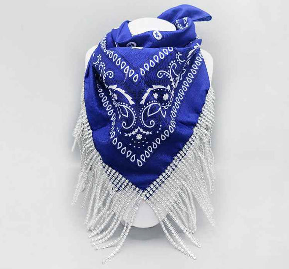 BANDANA FRINGE SCARF ( 1509 BL )