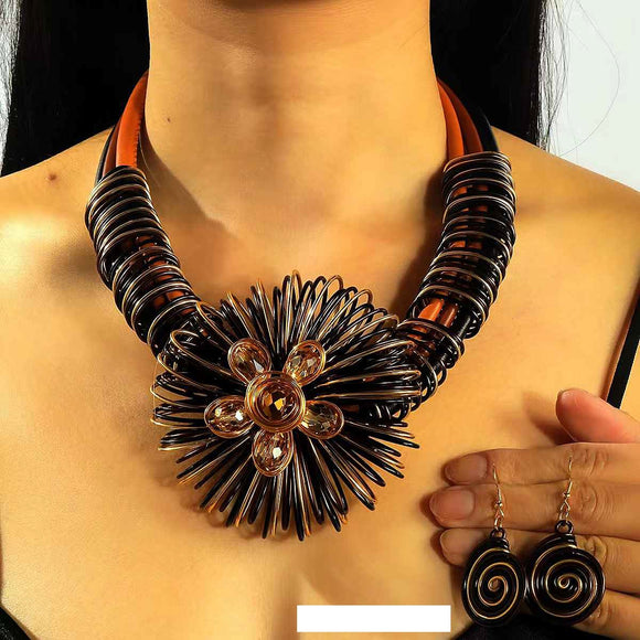 BROWN WIRE NECKLACE SET ( 1525 BR )
