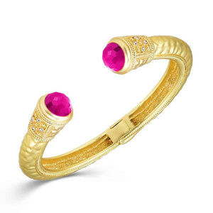 GOLD CUFF BANGLE FUCHSIA STONES ( 1354 FUS )