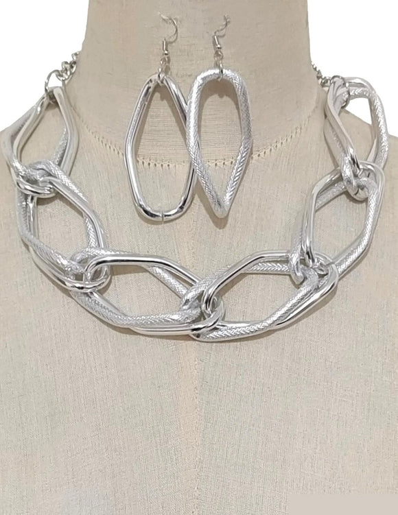 Silver Necklace Set ( 3583 RH )