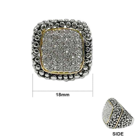 SILVER GOLD RING CLEAR CZ STONES SIZE 9 ( 3276 9)