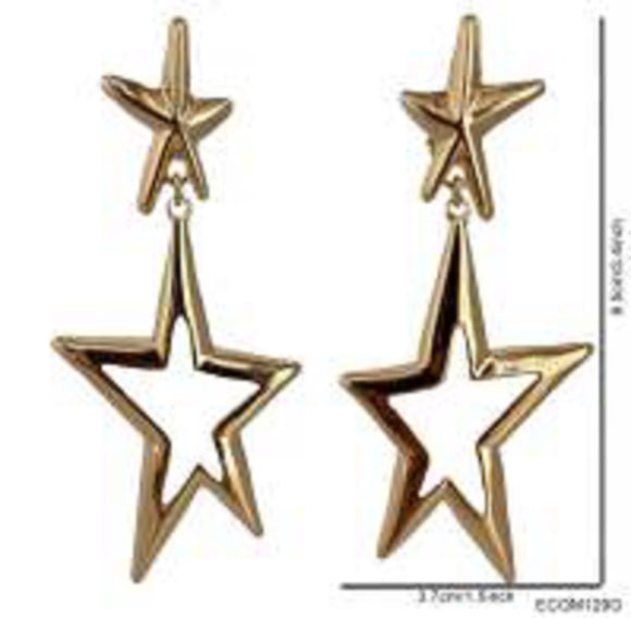 GOLD STAR CLIP ON EARRINGS ( 129 G )