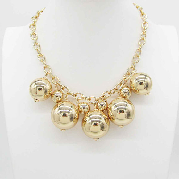 GOLD BALL NECKLACE SET ( 0623 GP )