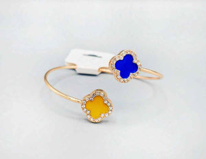 GOLD CUFF BANGLE QUATREFOIL  BLUE GOID( 1589 YELBL )