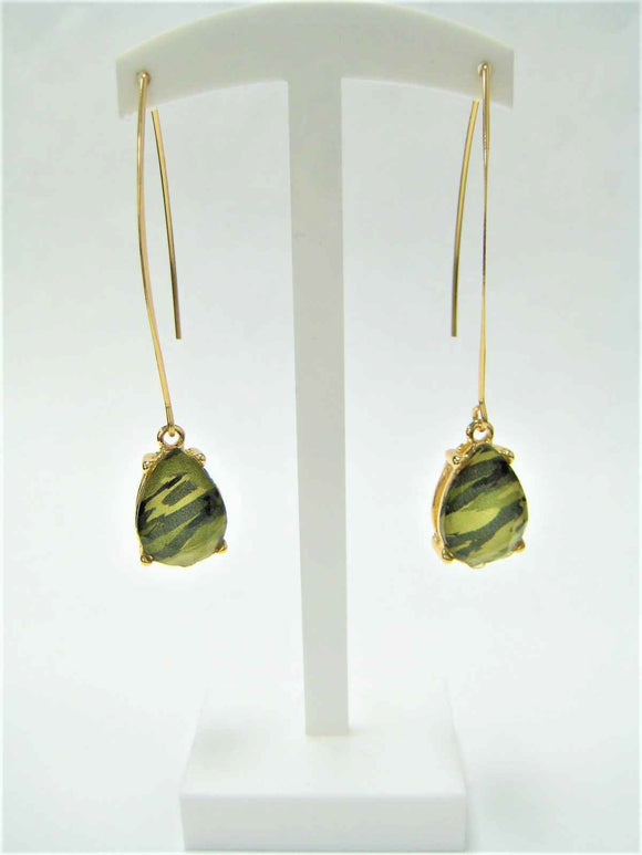 Dangling Gold Earrings CAMOUFLAGE PATTERN Stones ( 3097 CMFG )