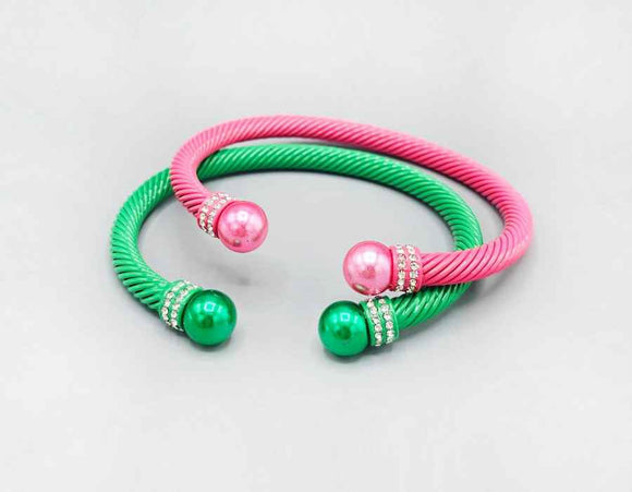 PINK GREEN CUFF BANGLES ( 1591 PKGRN )