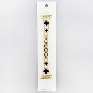 GOLD FASHION WATCH BAND QUATREFOIL ( 1558 GDBK )