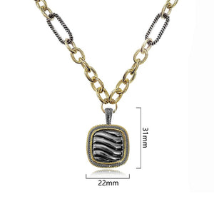 SILVER GOLD NECKLACE ( 1077 )