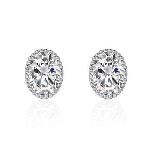 8X10mm OVAL SHAPE EARRINGS CLEAR CZ CUBIC ZIRCONIA STONES ( 0008 8X10 )