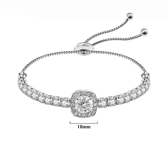 SILVER BRACELET CLEAR STONES ( 1277 )