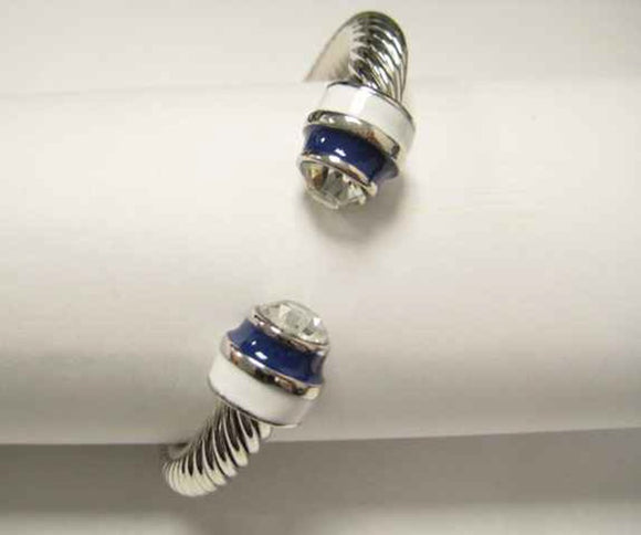 SILVER CUFF BANGLE BLUE WHITE ( 756 BLWT )