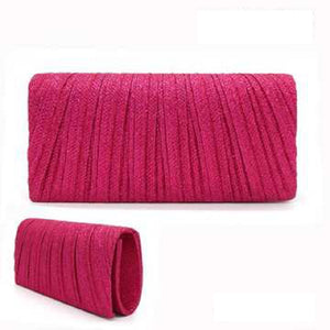 FUCHSIA SHINY CLUTCH CROSSBODY BAG PURSE ( 6137 FSH )