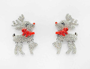 SILVER REINDEER EARRINGS ( 2573 RH )