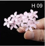 20 SILVER U HAIR PIN PINK FLOWER ( H9 )