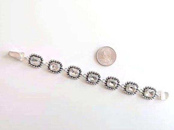 SILVER MAGNETIC BRACELET CLEAR STONES ( 2071 ASCR )