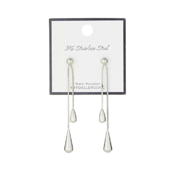 316 STAINLESS STEEL SILVER DANGLING EARRINGS ( 70018 RH )