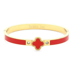 STAINLESS STEEL EPOXY QUATREFOIL BANGLE ( 6103 GRD )