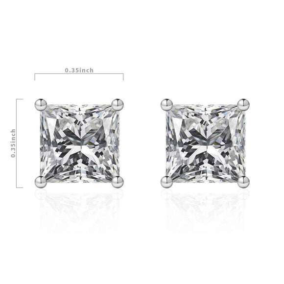 8mm SILVER CZ CUBIC ZIRCONIA STUD EARRINGS ( 0003 8 )