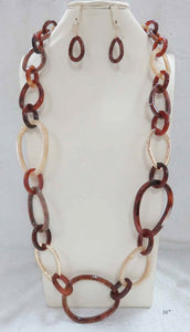 BROWN ACRYLIC NECKLACE SET ( 5086 BN )