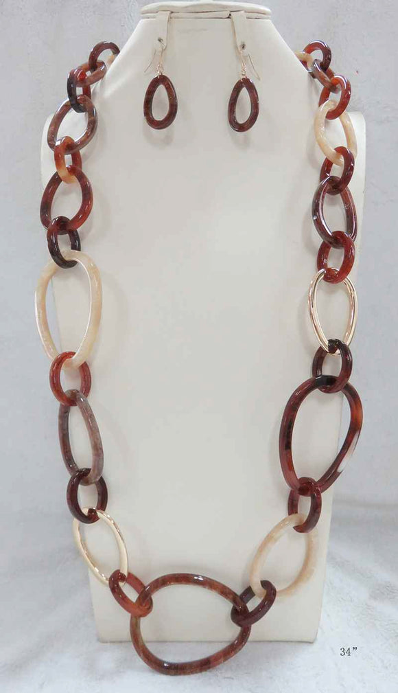 BROWN ACRYLIC NECKLACE SET ( 5086 BN )