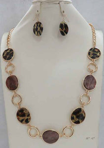 GOLD LEOPARD PRINT NECKLACE SET ( 5089 LEOP )