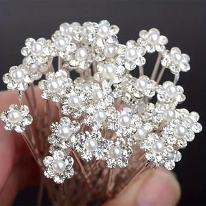 20 SILVER WEDDING BRIDAL PEARL HAIR PIN ( 81363 )