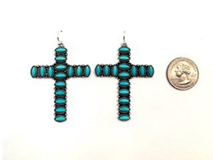 WESTERN CROSS STONE EARRINGS ( 2261 SBTQ )