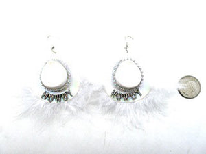 3D COWBOY FUR HAT HOWDY CRYSTAL EARRINGS ( 2328 WHT )