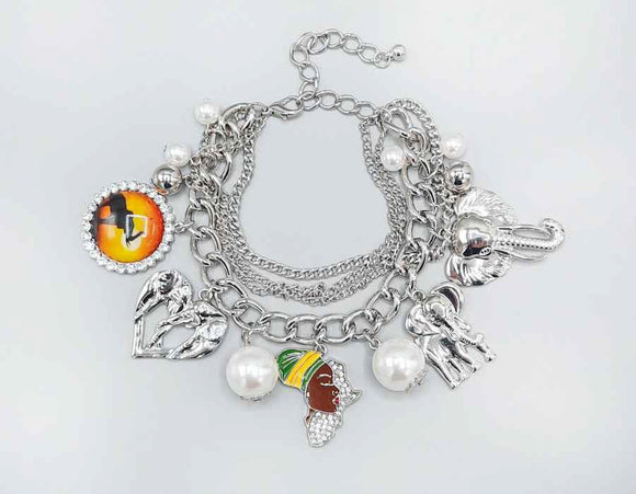 Silver Elephant Charm Bracelet ( 1539 RH )