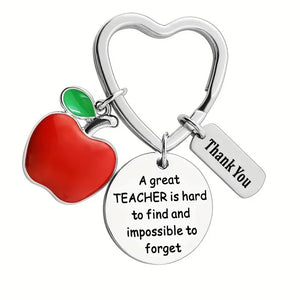 SILVER TEACHER HEART KEYCHAIN ( 0027 )