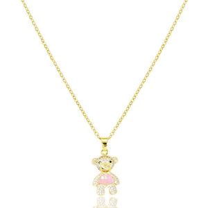 GOLD PINK BEAR NECKLACE ( 3175 GPK )