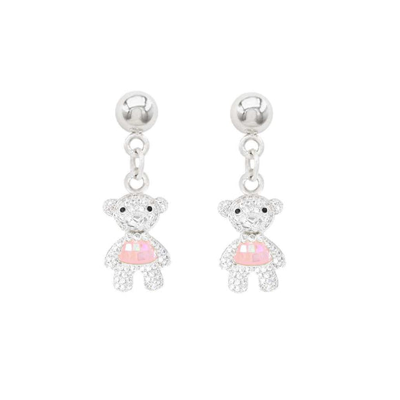 SILVER PINK STAINLESS STEEL EARRINGS ( 3175 SPK )