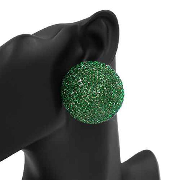 GREEN CRYSTAL DOME POST EARRINGS ( 2419 GDEMR )